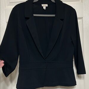 Isaac Mizrahi Classic Black Blazer Stretchy Banded Waist with Snap Closure sz 12